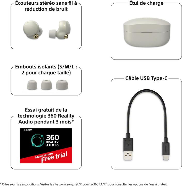 Immagine prodotto Sony WF-1000XM4 (ANC, 12 h, Senza fili)