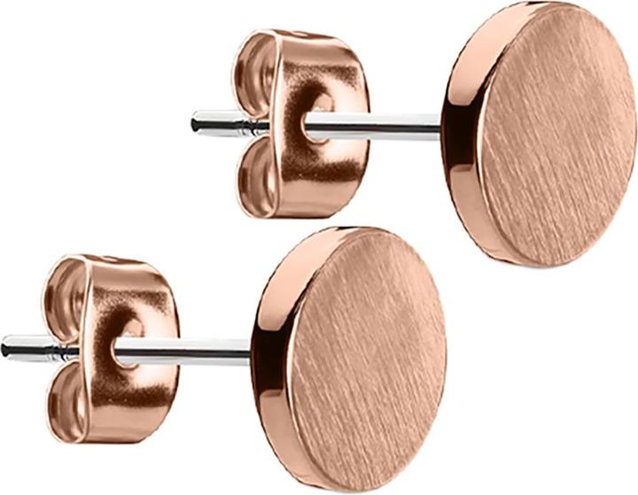 Star Piercing Ohrstecker rund gebürstet rosegold (Chirurgenstahl 316L, Messing)