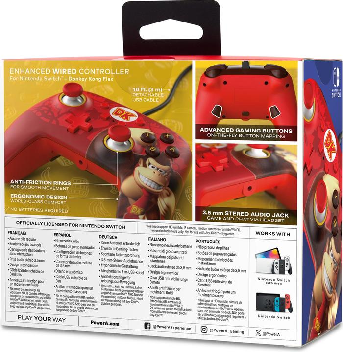 Actual product image PowerA Switch Controller Enhanced wired Donkey Kong Flex (Switch, Switch OLED)
