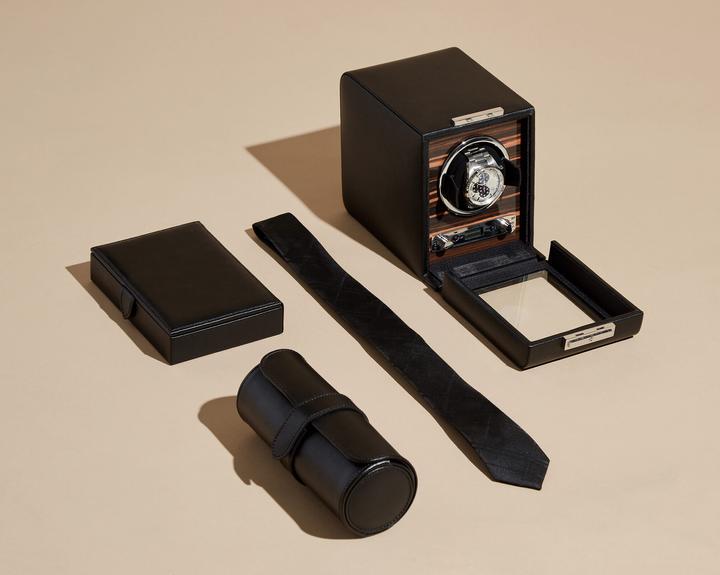 Actual product image Sophisticated genuine leather Roadster watch roll for 3 wristwatches with additional jewellery
