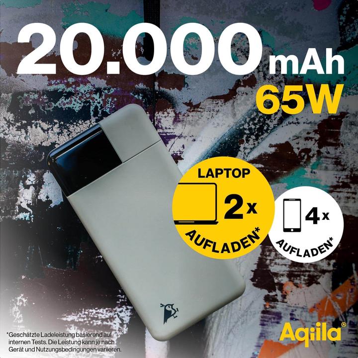 Actual product image Aqiila Powerbird B20B+ - Powerbank 20000 mAh, 65W - Moss (20000 mAh, 65 W, 74 Wh)