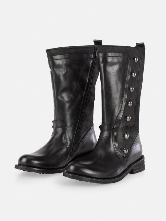 Actual product image Felmini GREDO D896 biker boots made from a mixture of leather and suede in black, with metal buttons and (40)