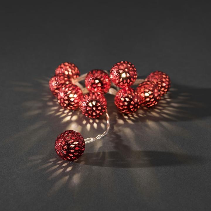 Actual product image Konstsmide LED decorative light chain, small red metal balls (1.20 m)