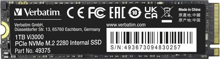 Actual product image Verbatim SSD Vi3000 Internal PCIe NVMe M.2 (1000 GB, M.2 2280)
