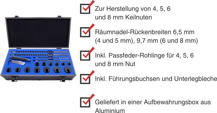 Produktbild Paulimot HSS-Räumnadel Set für 4, 5, 6 und 8 mm Keilnuten