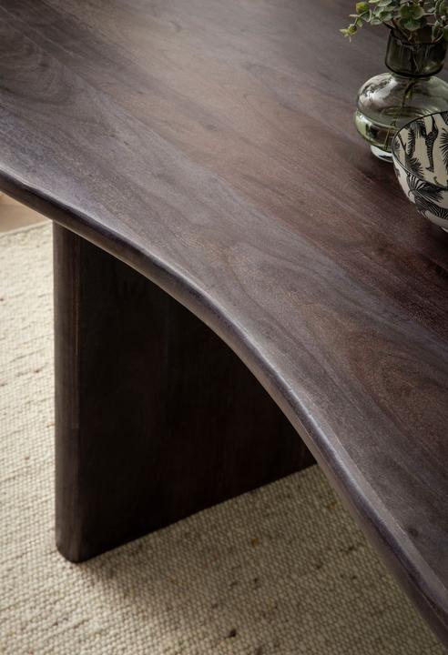 Actual product image FineBuy Dining room table Dining table 180 cm wood dark brown Kitchen table kidney shape (180 x 90 x 75 cm)