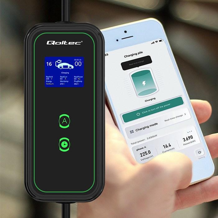 Actual product image Qoltec Mobile EV charger with adjustable 2in1 mode