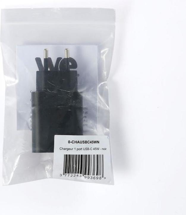 Image du produit WE Chargeur secteur 1 port USB-C : 5V/3A, 9V/3A, 12V/3A, 15V/3A, 20V/2.25A, 45W, Po (45 W)