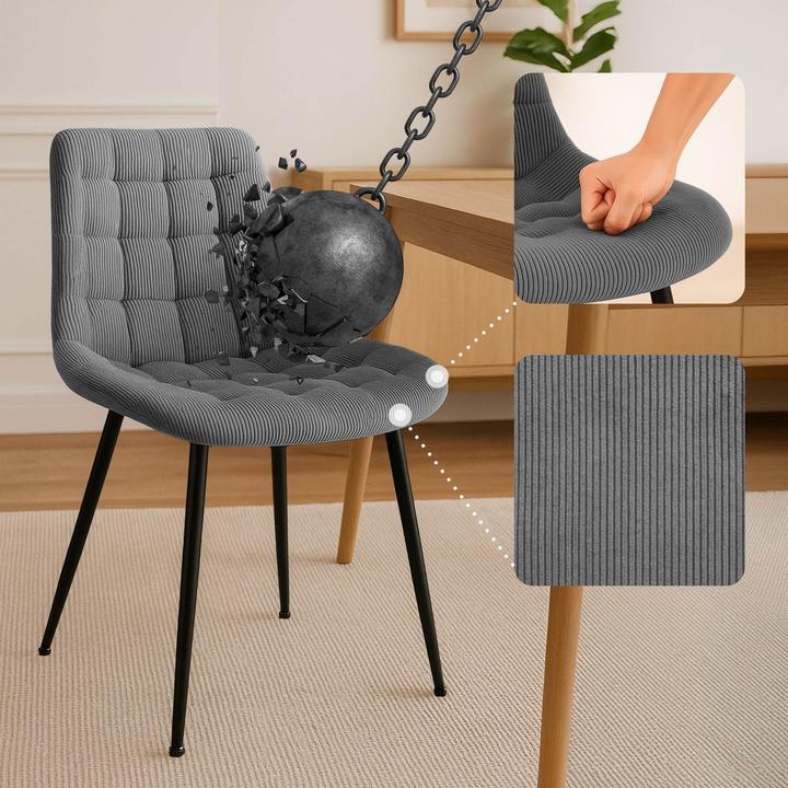 Image du produit CLP Chaise de salle à manger Sardna revêtement velours côtelé rembourré avec dossier