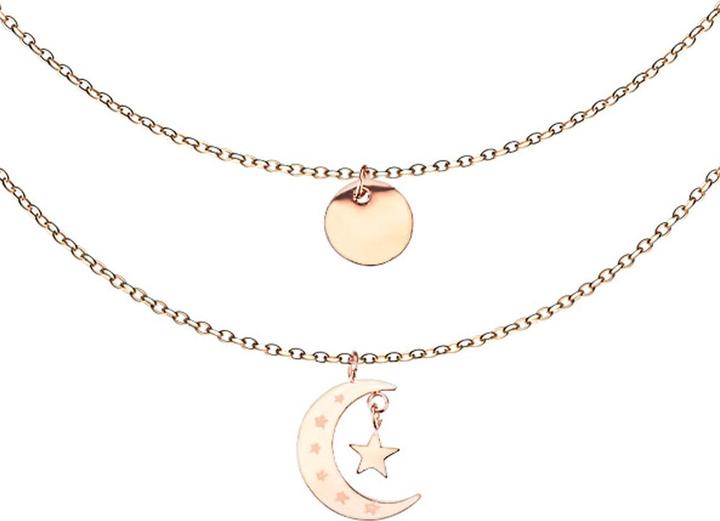 Star Piercing Kette rosegold Anhänger Halbmond und Platte (ohne Messing, Chirurgenstahl 316L)
