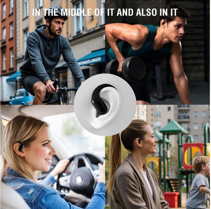 Produktbild 4smarts Open-Ear Bluetooth Kopfhörer SkyBuds AI Screen, Schwarz (28 h, Kabellos)