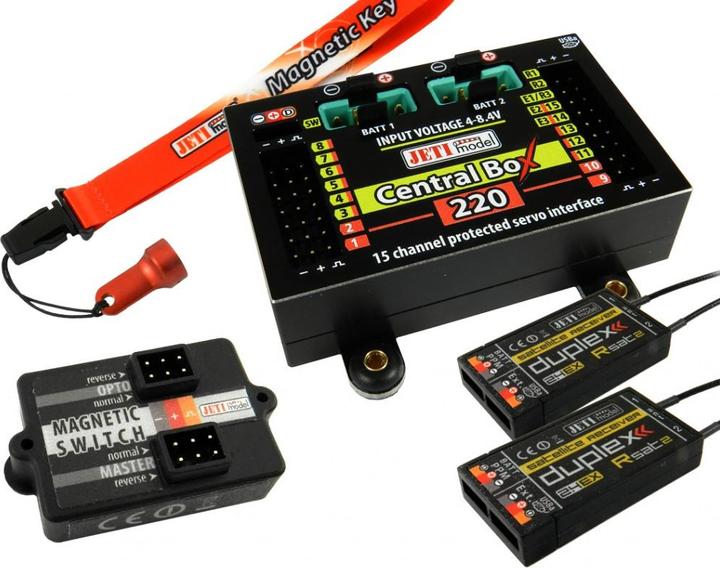 Actual product image Jeti DUPLEX 2.4EX Central Box 220 + 2x Rsat2 + RC Switch