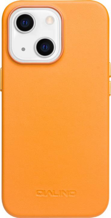 Actual product image QiAlino Coque cuir véritable (compatible MagSafe) Orange (Apple iPhone 14 Plus)