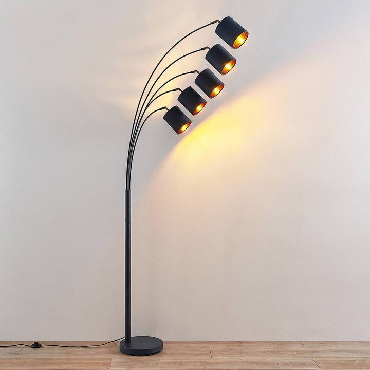 Produktbild Lindby Abiram Stehleuchte, schwarz/gold (E14)