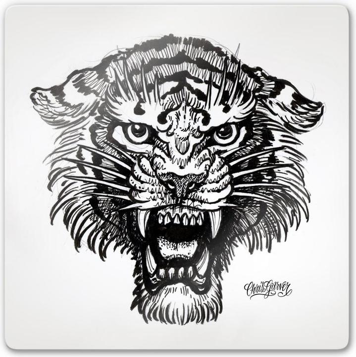 Image du produit Miami Ink Tigre en noir et blanc (20 x 20 cm)