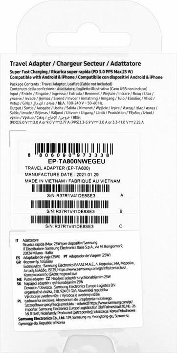 Immagine prodotto Samsung EP-TA800 (25 W)