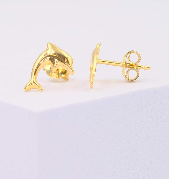 Image du produit Muau Stud earrings dolphins yellow gold 750, 11mm (Or jaune 750/18K)