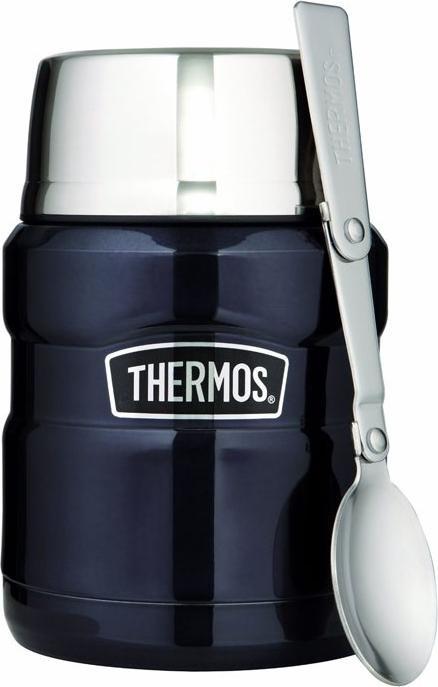 Thermos Style for food with folding spoon and cup - dark blue 470 ml (0.47 l)