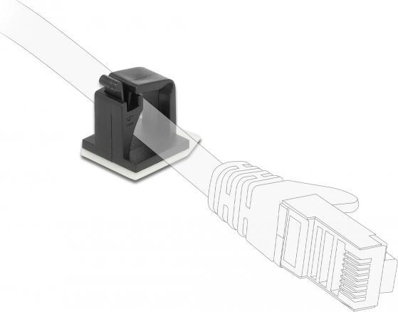 Produktbild Delock Kabelhalter mit Verschlussclip selbstklebend schwarz