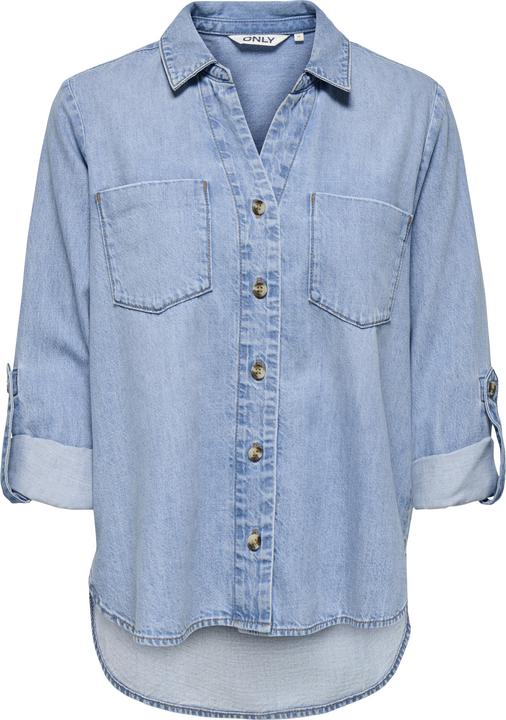 Immagine prodotto Only Normal geschnitten Hemdkragen Umgeschlagene Ärmelbündchen Jeanshemd Jeanshemd (S)