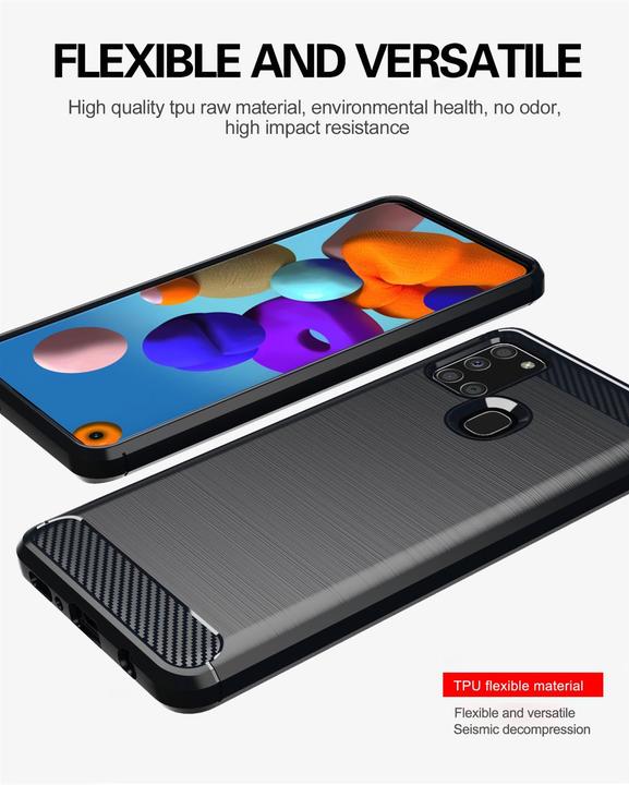 Actual product image Cadorabo TPU Ultra Slim carbon stainless steel Combi Cover (Samsung Galaxy A21s)
