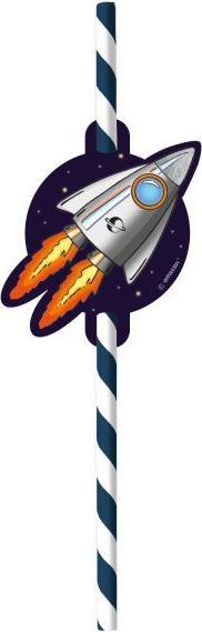 Amscan 8 Trinkhalme Space Party Papier (6 x)