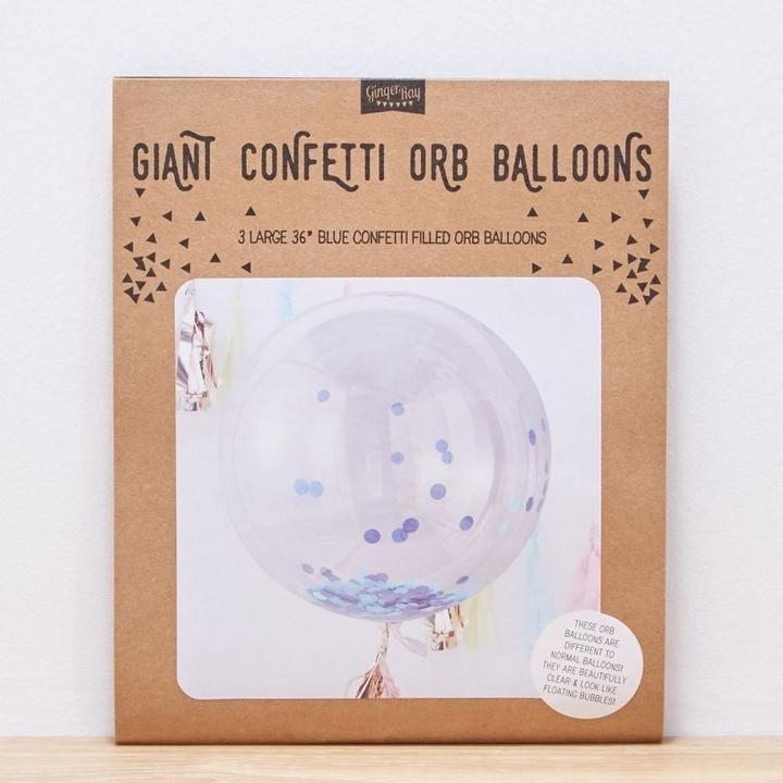 Produktbild Ginger Ray riesige Konfetti Ballone, 3 Stück - blau (3 x)