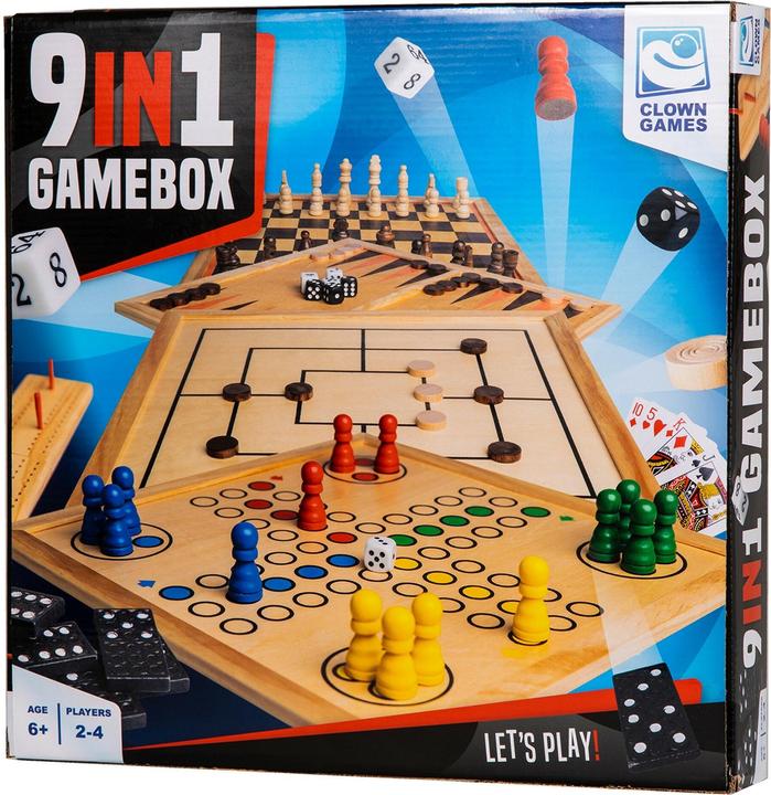 Produktbild Clown games 9-In-1 Game Wood (Deutsch, Spanisch, Französisch, Niederländisch, Italienisch, Englisch)