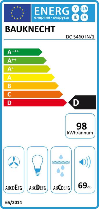 Label énergétique Bauknecht Dc 5460/1 (Hotte murale)