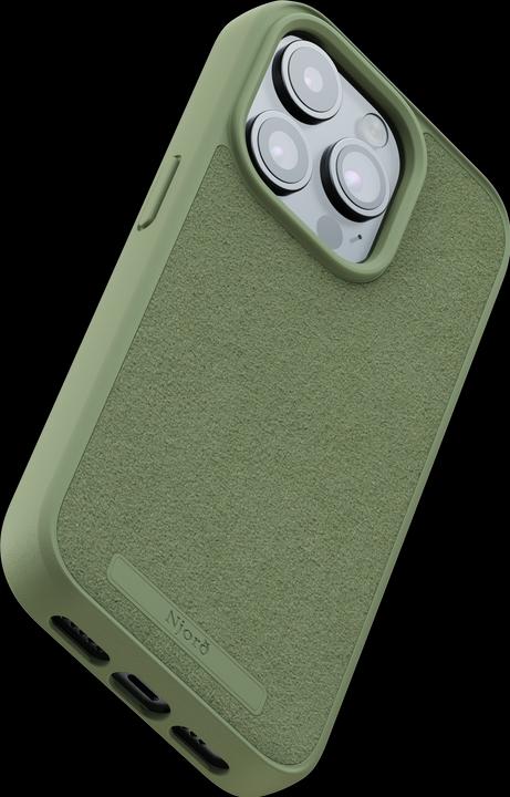 Actual product image Njord Suede MagSafe Case for iPhone 15 Pro, Olive (Apple iPhone 15 Pro)