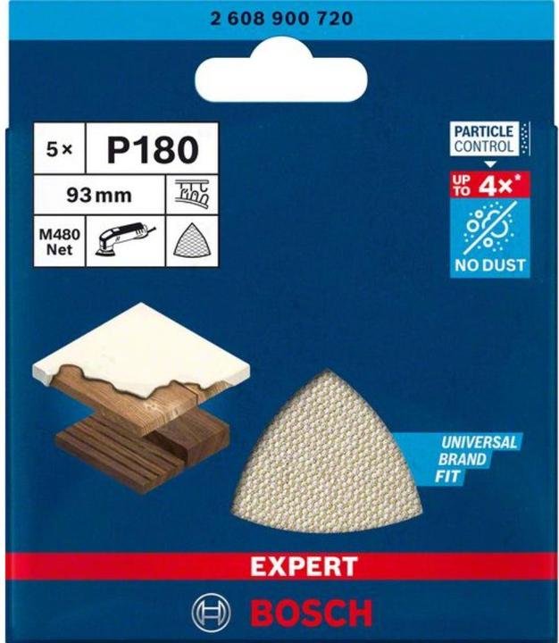 Immagine prodotto Bosch Professional Zubehör Expert M480 Rete di levigatura per levigatrice Delta, 93 mm, G 180, 5 pezzi. (180)