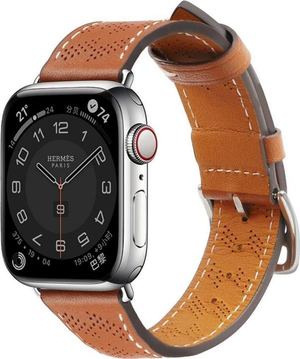 Produktbild Hurtel Armband Leder Lederarmband Apple Watch SE, 9, 8, 7, 6, 5, 4, 3, 2, 1 (41, 40, 38 mm) Bandarmband bra (Naturleder)