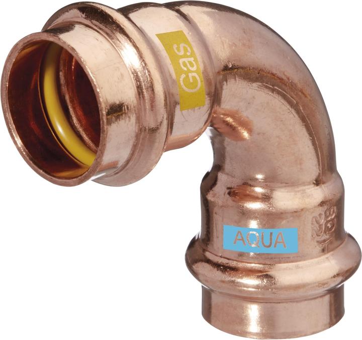 Actual product image Magni HS elbow V-Press Copper AQUAGAS 42x42mm, 90degrees, I/I