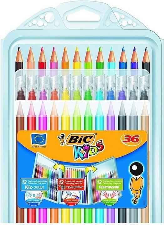 Image du produit Bic Marqueurs Kid Couler, crayons de couleur PlastiDecor et crayons de couleur Evolution (multicolore, Transparent, 36 x)