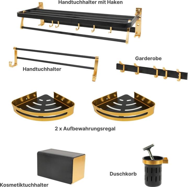 Image du produit Hermex Salle de bain Accessoires Set 6-pièces Porte-serviettes Accessoires de salle de bain Hardware