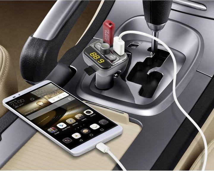 Actual product image Technaxx FMT900BT Transmitter,silver,USB FM, BT handsfree, MicroSD