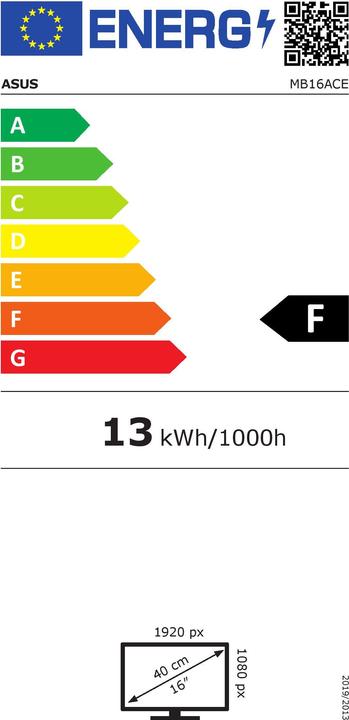 Label énergétique ASUS ZenScreen MB16ACE (1920 x 1080 pixels, 15.60")