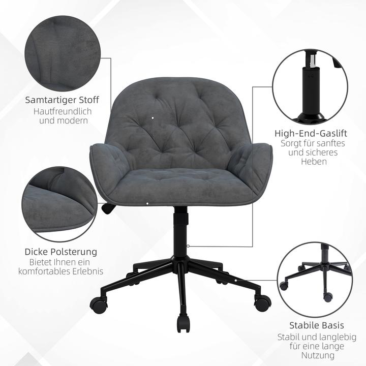 Image du produit Vinsetto Chaise de bureau réglable en hauteur avec fonction bascule et roulettes