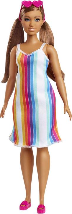 Barbie Loves Puppe im Regenbogen-Streifen Kleid