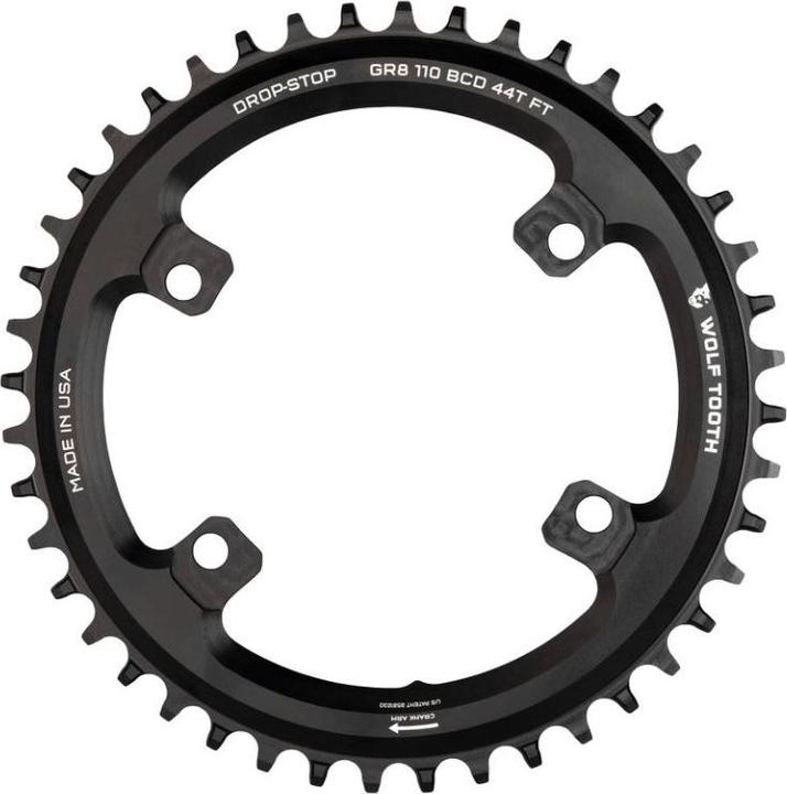 Actual product image Wolf Tooth Shimano GRX Chainring, 110 BCD Asymmetric, 4-Hole, 36 T., Drop-Stop ST, black (36)