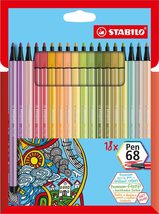 Actual product image STABILO Pen 68 Premium felt-tip pen (Multicolor, Multicoloured, 18 x)