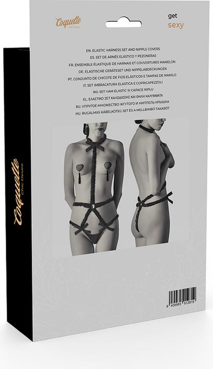 Image du produit Coquette Kit Harnais élastique Chic Desire Et Cache-Tétons Noir (Taille unique)