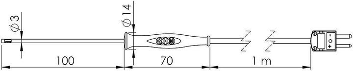 Produktbild Greisinger Kompakter Typ K Luft-/Gasfühler mit Silikonhandgriff GF 1TK-L3, Ø3 mm (Fühler)