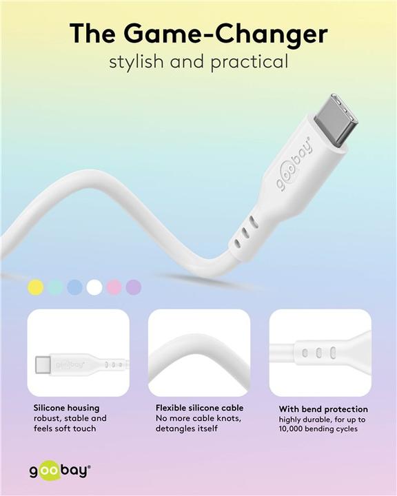 Produktbild Goobay USB-C-Silikonkabel, 1,5 m, türkis (1.50 m, USB 2.0, 60 W)