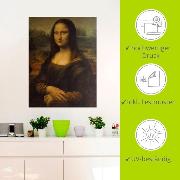 Actual product image Artland Aluminium picture Mona Lisa. Circa 1503 T7ZJ 45x60 cm (90 x 120 cm)