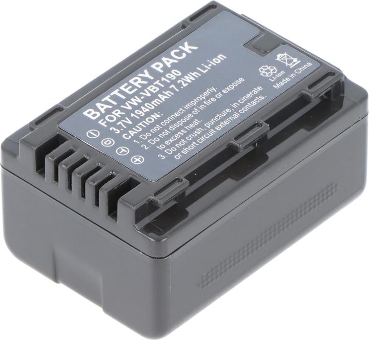 Actual product image Panasonic Akku VW-VBT190, decoded VW-VBT190E-K, VW-VBT190 (Camera battery)