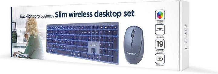 Immagine prodotto Gembird KBS-ECLIPSE-M500 Backlight Pro Business Slim wireless desktop set US layout nero (US, Cablato)
