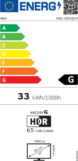 Label énergétique MSI MAG 325CQRXFDE (2560 x 1440 pixels, 32")