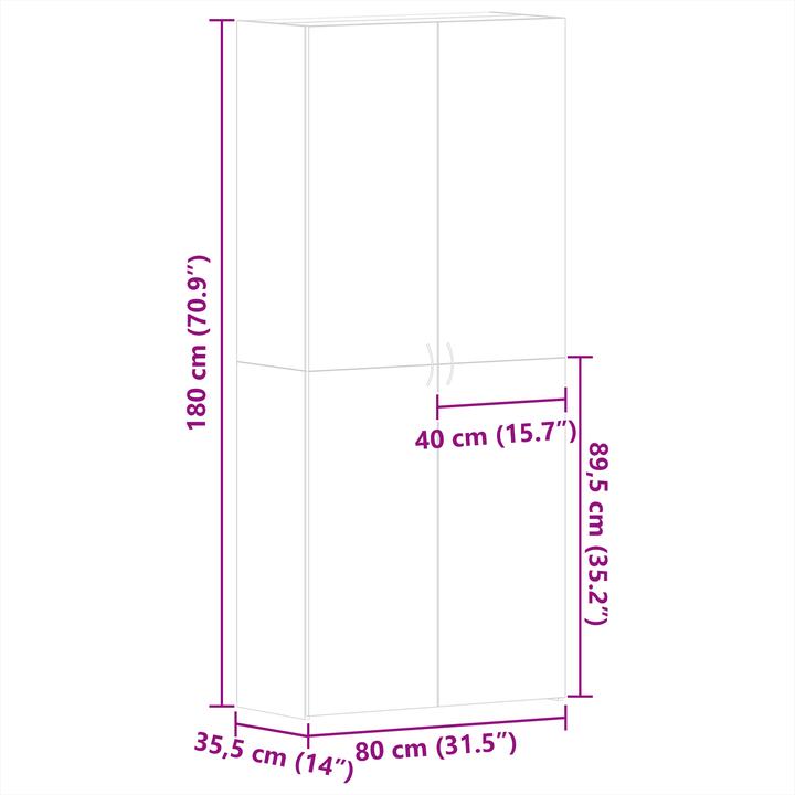 Actual product image VidaXL Shoe cabinet white 80x35.5x180 cm wood-based material (80 x 35.5 x 180 cm)