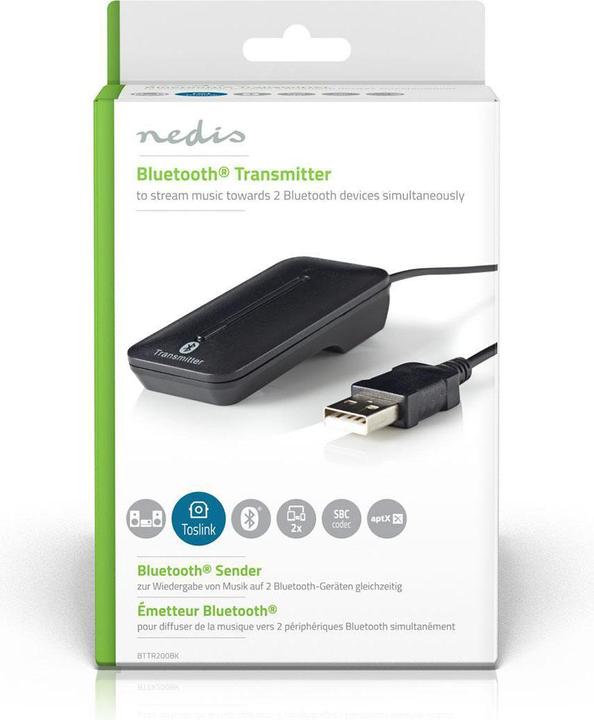 Produktbild Nedis Bluetooth® Transmitter | Anschlüsse – Eingang: 1x TosLink (Sender & Empfänger)
